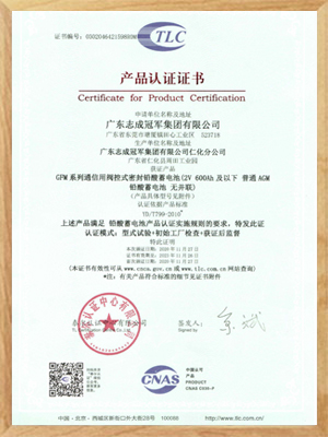 2020GFM系列(2V600AH及以下普通蓄電池)泰爾證書